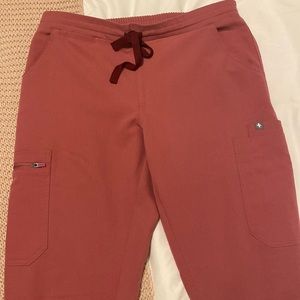 Petite-sized straight legged FIGS scrub bottoms